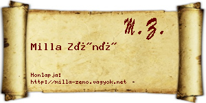 Milla Zénó névjegykártya